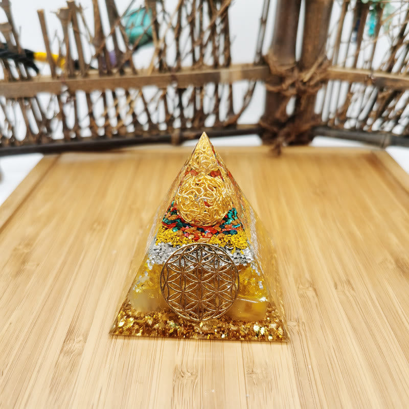 Olivenorma Citrine Flower of Life Orgone Pyramid - image 2