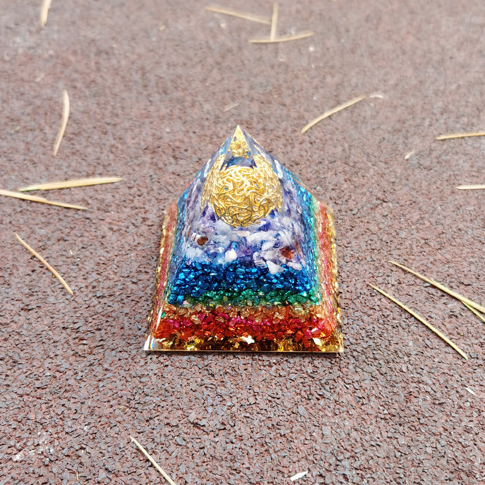 Olivenorma Amethyst Flower of Life Orgone Pyramid - image 6