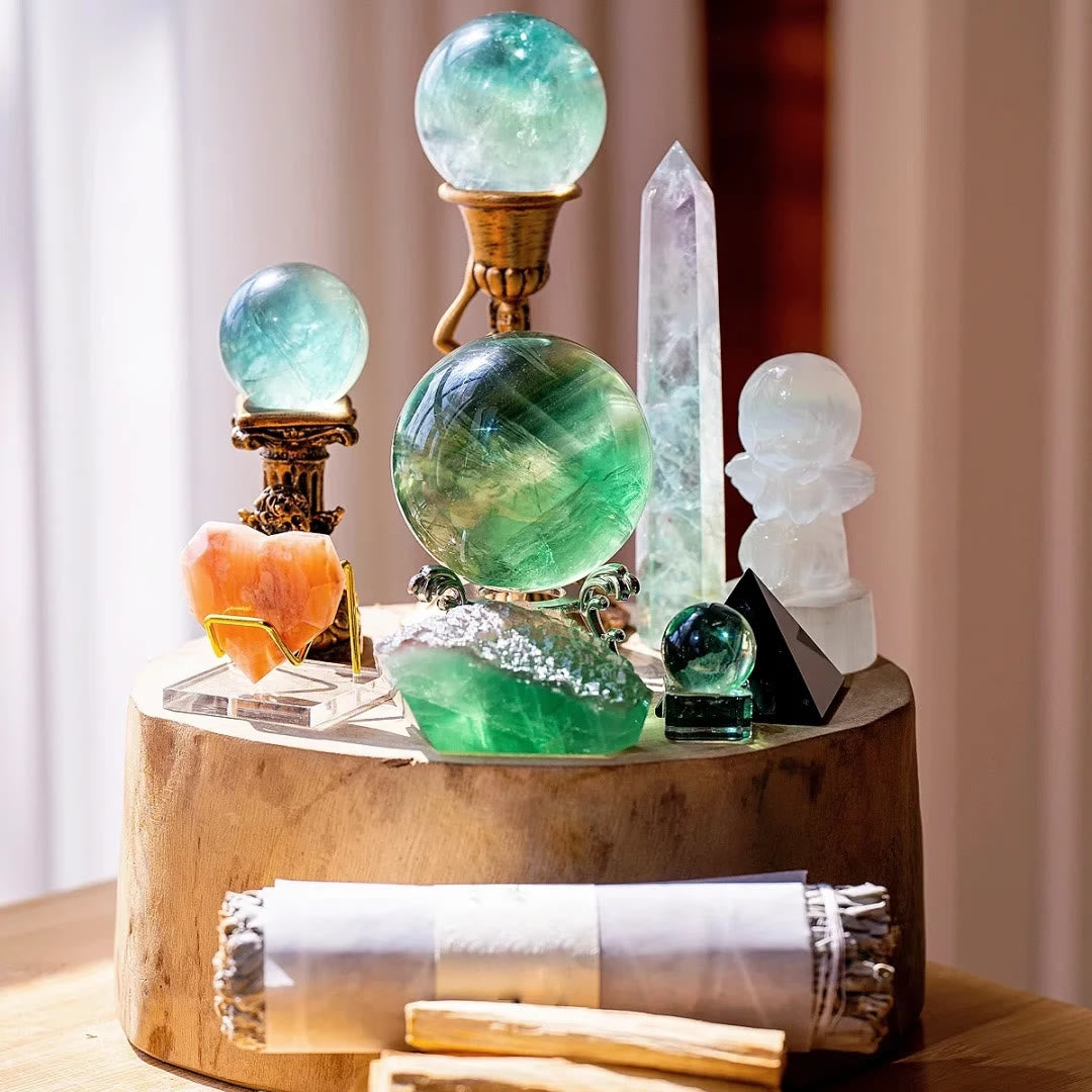 Olivenorma Customized Energy Set Ornament Crystal Array - Green Fluorite Set - image 0