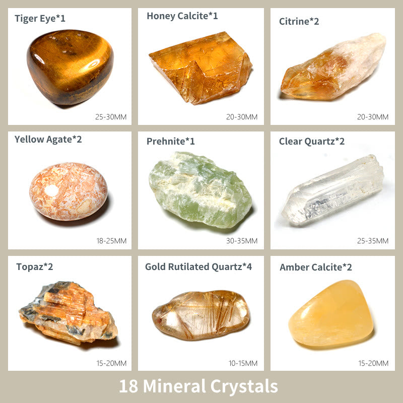 Olivenorma Energy Generator Solar Plexus Chakra Crystal Array - 18 Mineral Crystals - image 1