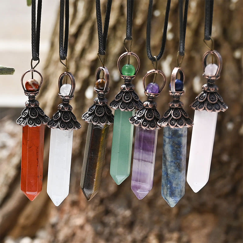 Olivenorma Meditation Hexagonal Natural Crystal Pendant Necklace - image 17
