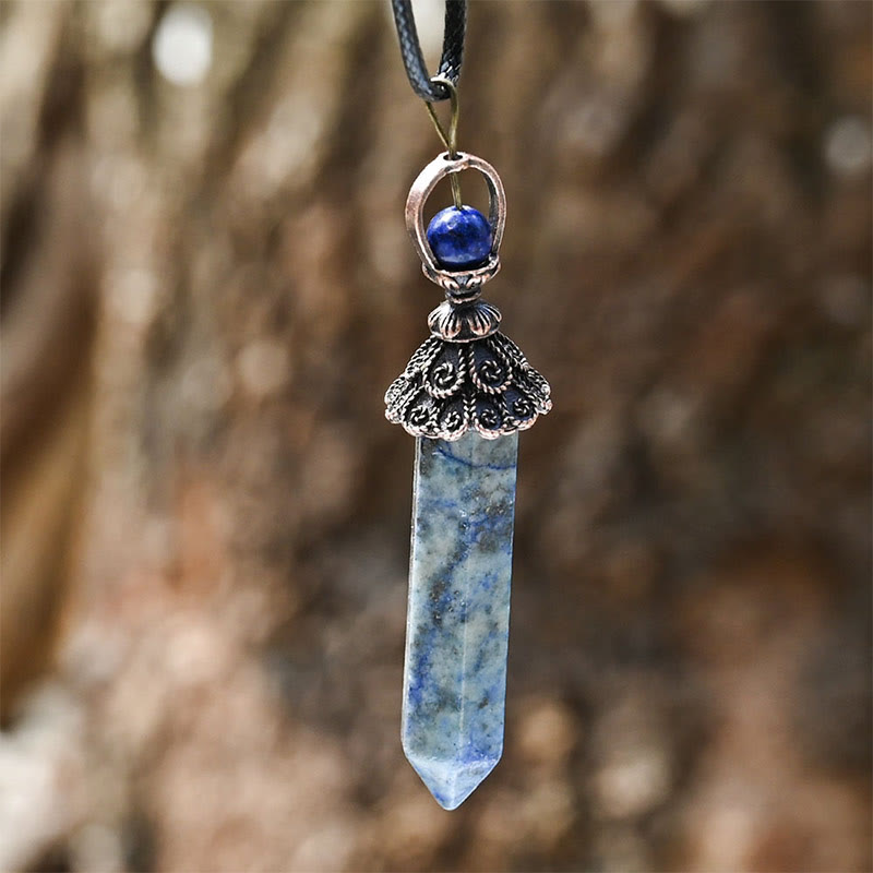 Olivenorma Meditation Hexagonal Natural Crystal Pendant Necklace - Lapis Lazuli - image 5