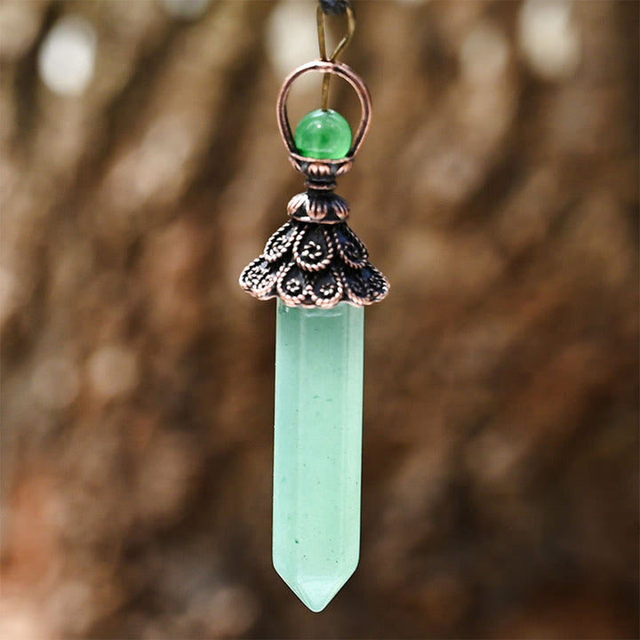 Olivenorma Meditation Hexagonal Natural Crystal Pendant Necklace - Green Aventurine - image 7