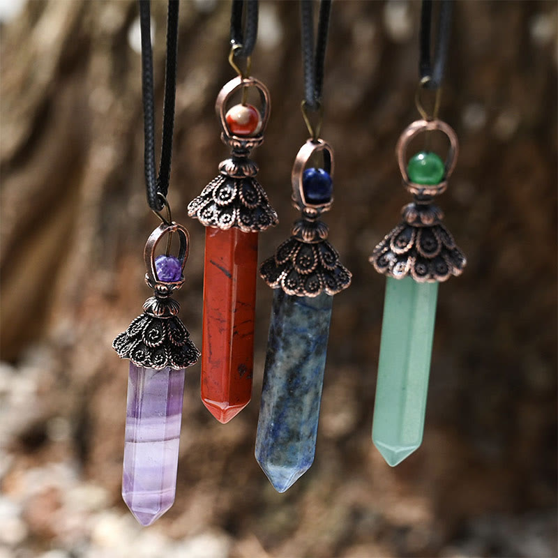Olivenorma Meditation Hexagonal Natural Crystal Pendant Necklace - image 16