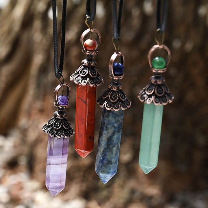 Olivenorma Meditation Hexagonal Natural Crystal Pendant Necklace - image 16