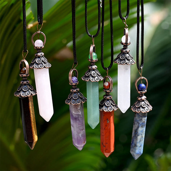 Olivenorma Meditation Hexagonal Natural Crystal Pendant Necklace - image 0
