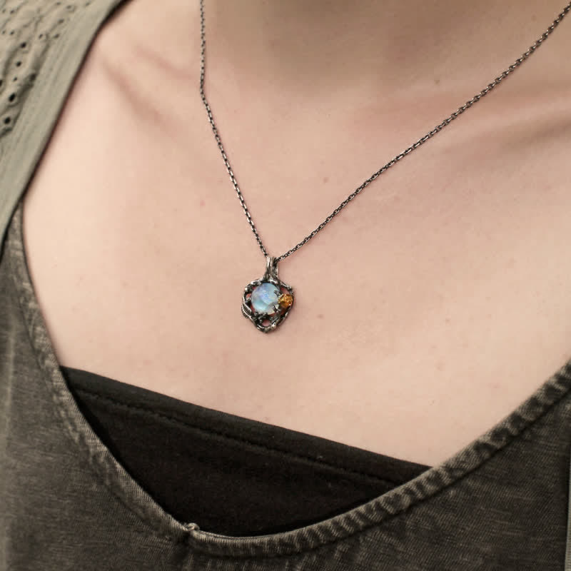 Olivenorma Moonstone Rose Pendant Necklace - image 1