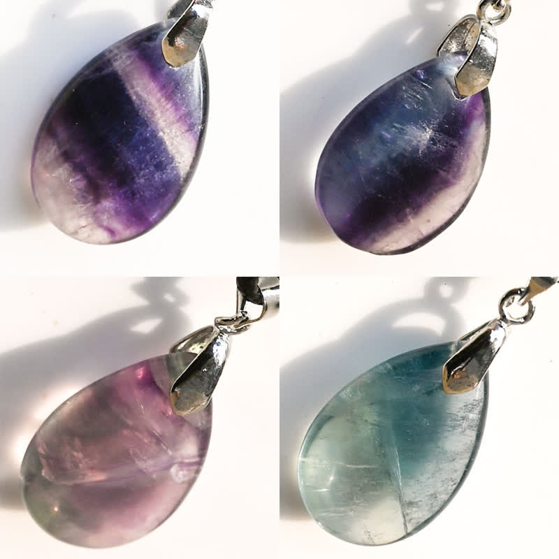 Olivenorma Natural Fluorite Water Drop Pendant Necklace - image 3
