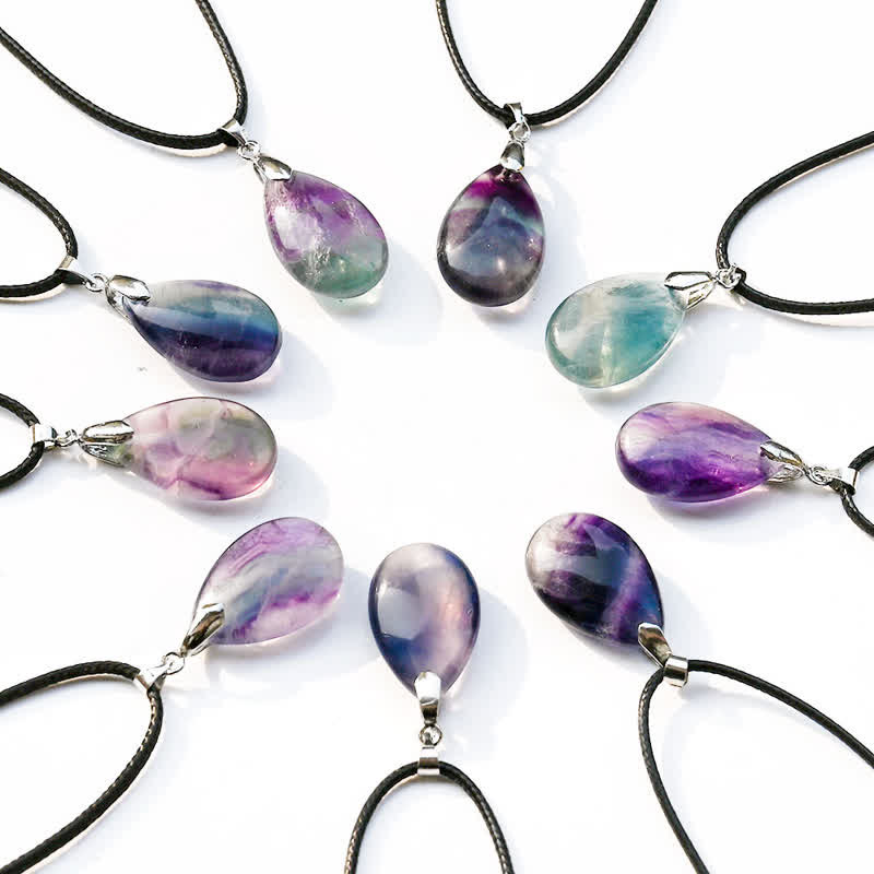 Olivenorma Natural Fluorite Water Drop Pendant Necklace - image 6
