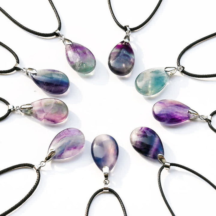 Olivenorma Natural Fluorite Water Drop Pendant Necklace - image 6