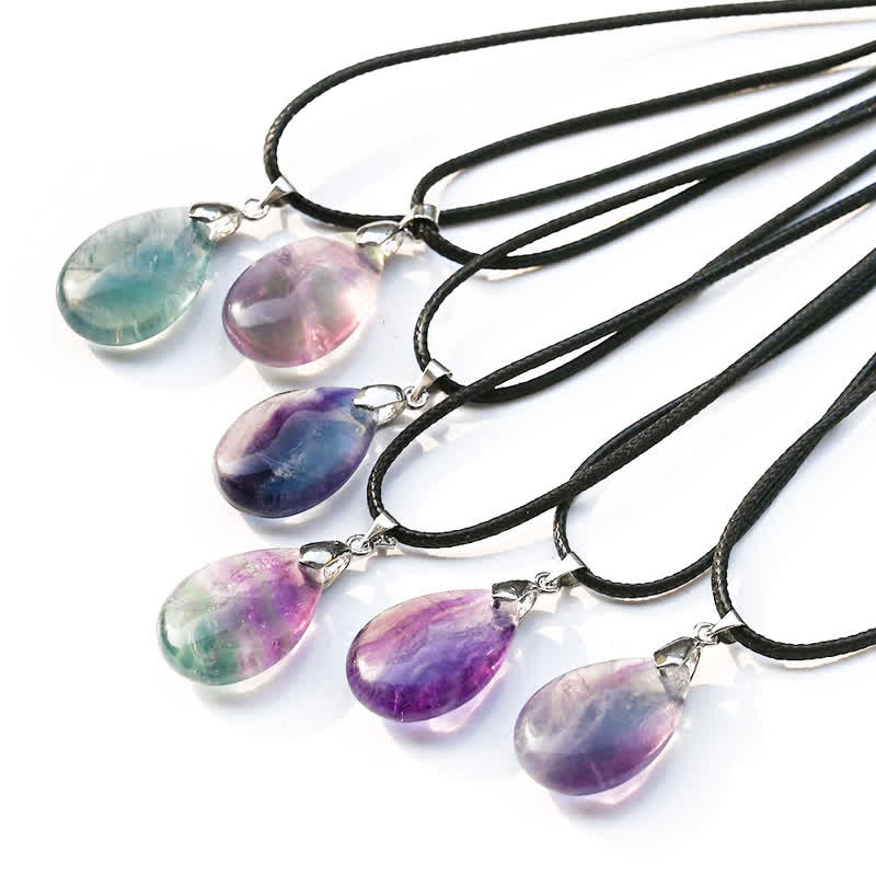 Olivenorma Natural Fluorite Water Drop Pendant Necklace - image 4