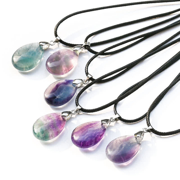 Olivenorma Natural Fluorite Water Drop Pendant Necklace - image 4