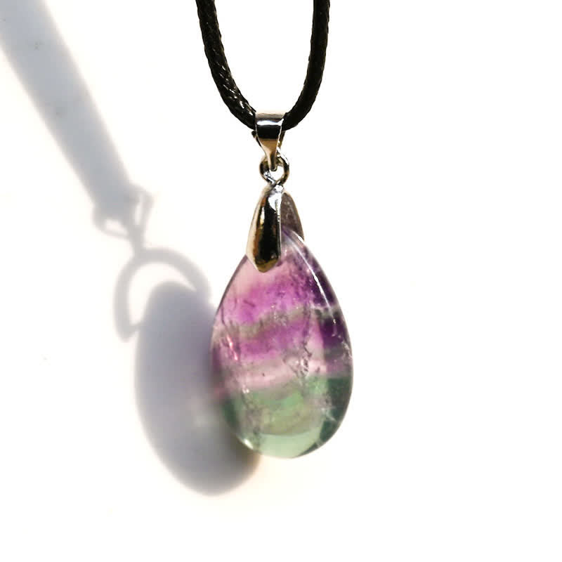 Olivenorma Natural Fluorite Water Drop Pendant Necklace - image 7