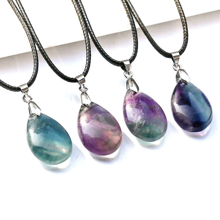 Olivenorma Natural Fluorite Water Drop Pendant Necklace - image 2