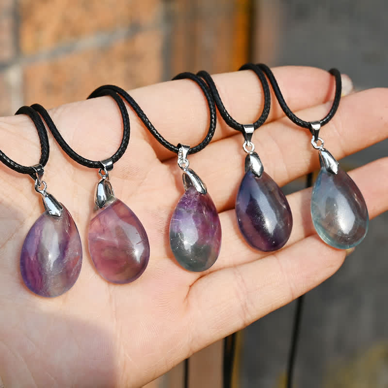 Olivenorma Natural Fluorite Water Drop Pendant Necklace - Fluorite (random color) - image 0