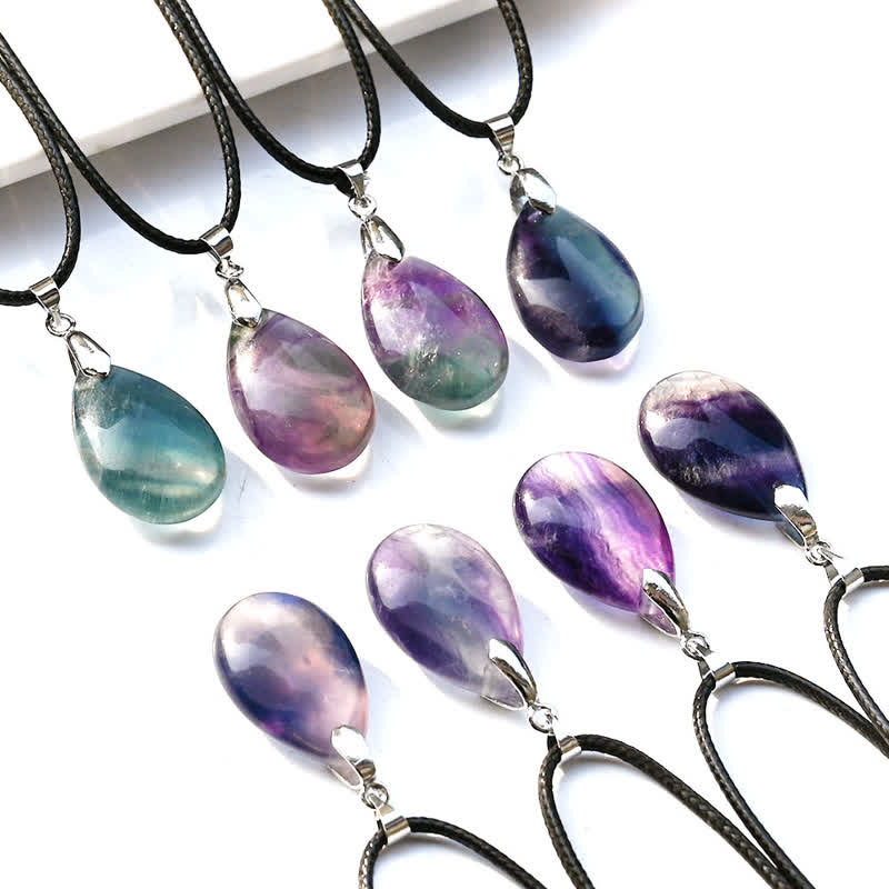 Olivenorma Natural Fluorite Water Drop Pendant Necklace - image 8