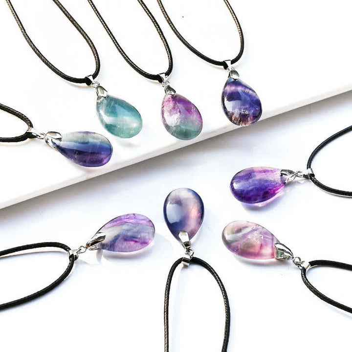 Olivenorma Natural Fluorite Water Drop Pendant Necklace - image 5