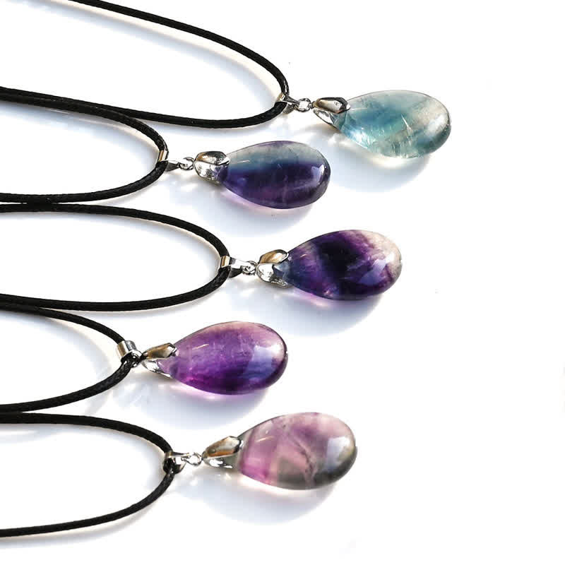 Olivenorma Natural Fluorite Water Drop Pendant Necklace - image 10