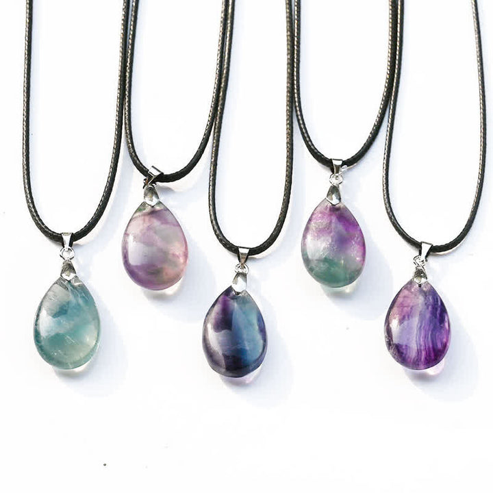 Olivenorma Natural Fluorite Water Drop Pendant Necklace - image 11