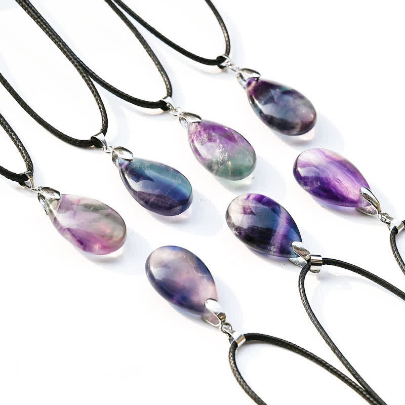 Olivenorma Natural Fluorite Water Drop Pendant Necklace - image 9
