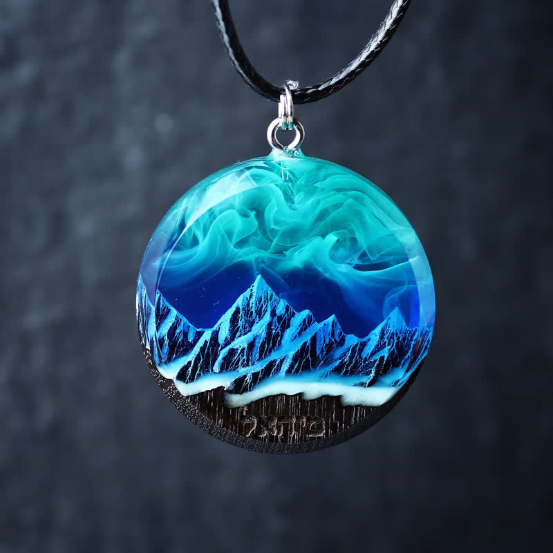 Olivenorma Aurora Borealis Wood Resin Round Pendant Necklace - image 6