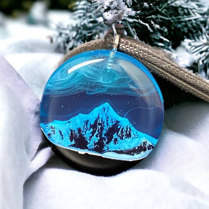 Olivenorma Blue Snow Mountain Resin Round Pendant Necklace - Necklace - image 0