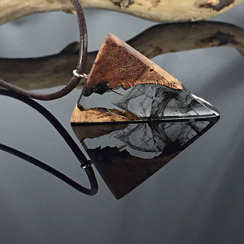 Olivenorma Resin Wood Triangle Pendant Necklace - image 2