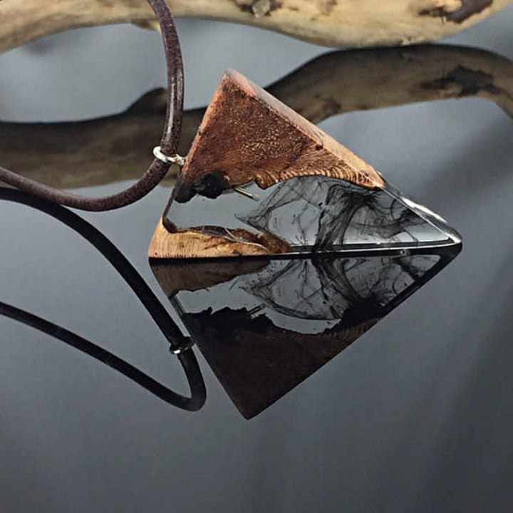 Olivenorma Resin Wood Triangle Pendant Necklace - image 2