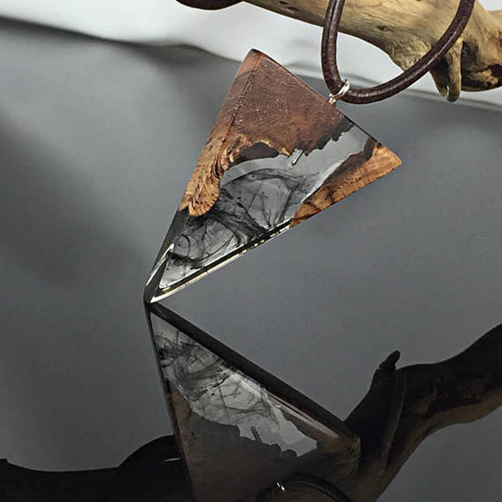 Olivenorma Resin Wood Triangle Pendant Necklace - image 1