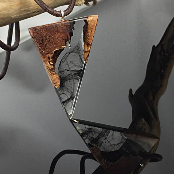 Olivenorma Resin Wood Triangle Pendant Necklace - Necklace - image 0