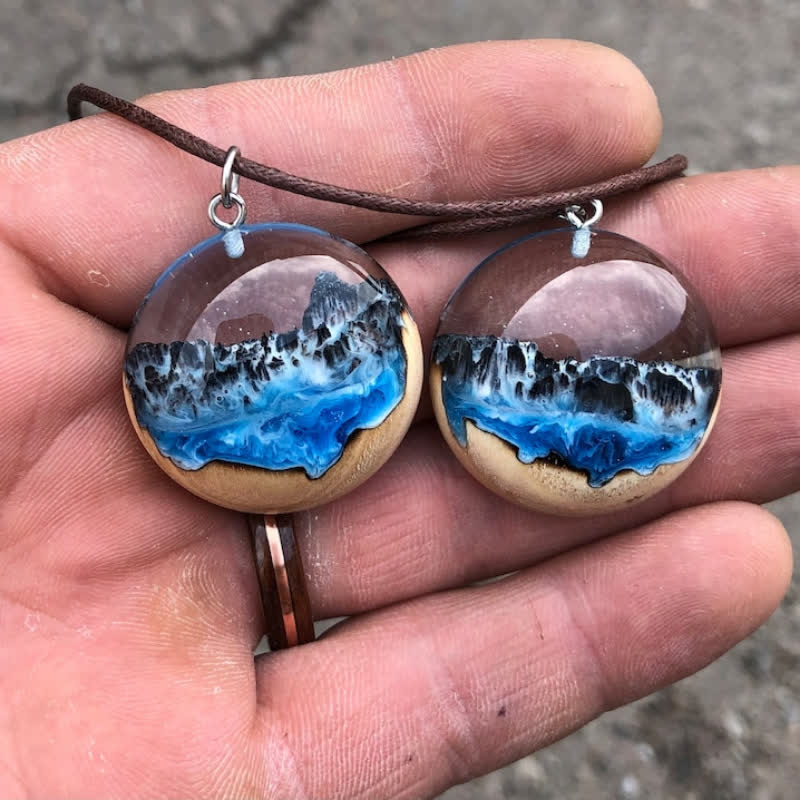 Olivenorma Waterfall Resin Wood Luminous Pendant Necklace - image 4