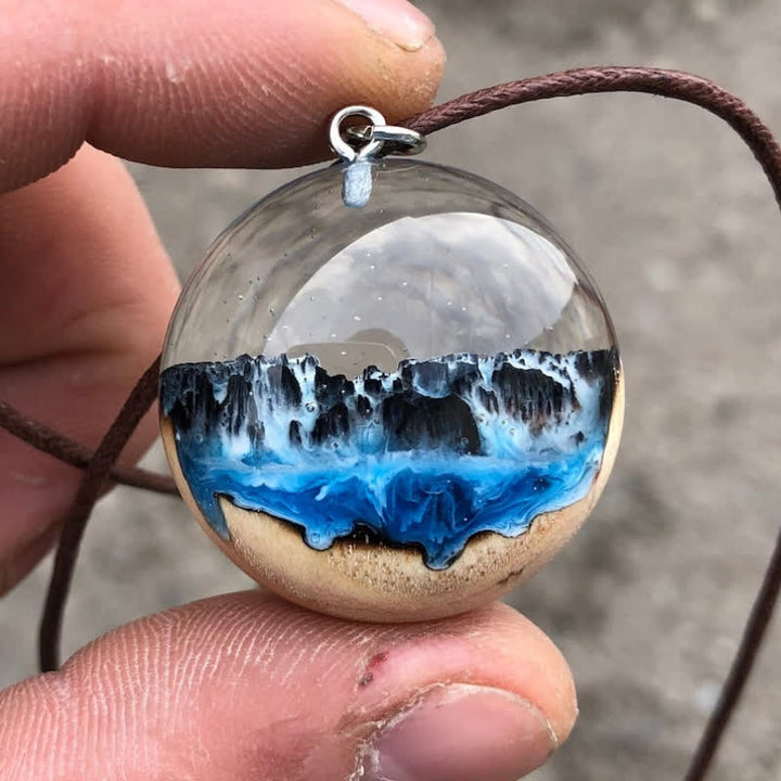 Olivenorma Waterfall Resin Wood Luminous Pendant Necklace - image 3