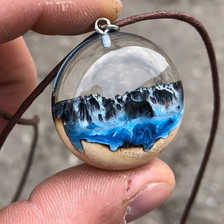 Olivenorma Waterfall Resin Wood Luminous Pendant Necklace - Necklace - image 0