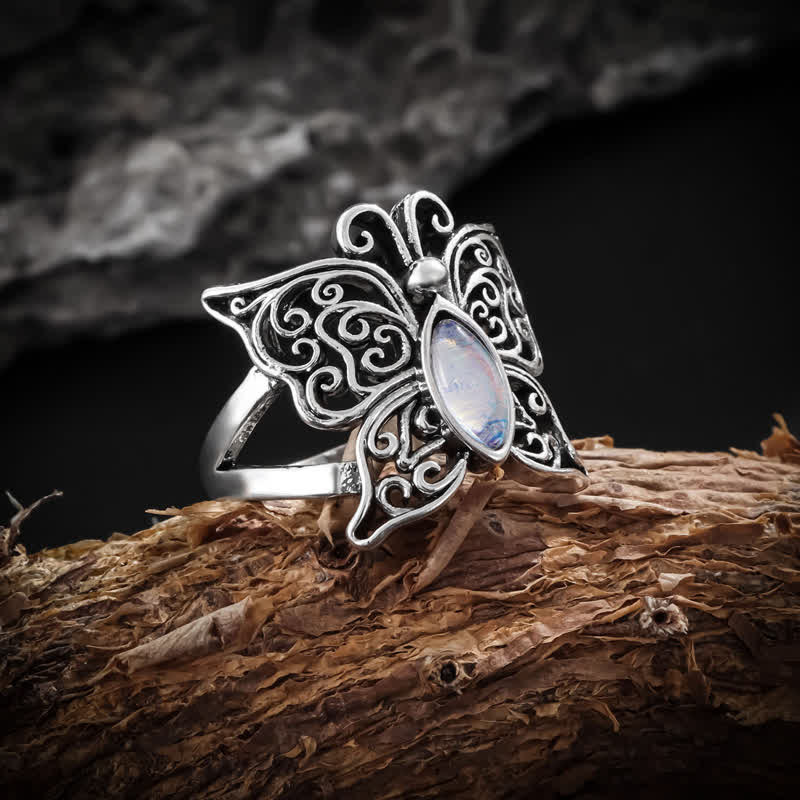 Olivenorma Vintage Butterfly Moonstone Ring - 10 - image 0