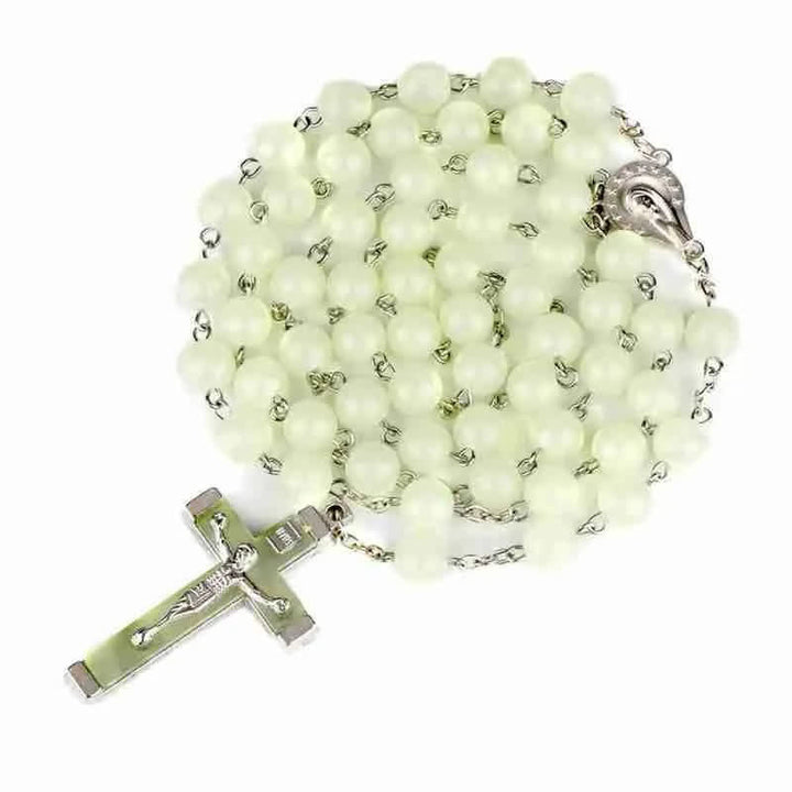 Olivenorma 8mm Luminous Beaded Cross Rosary Necklace - image 4