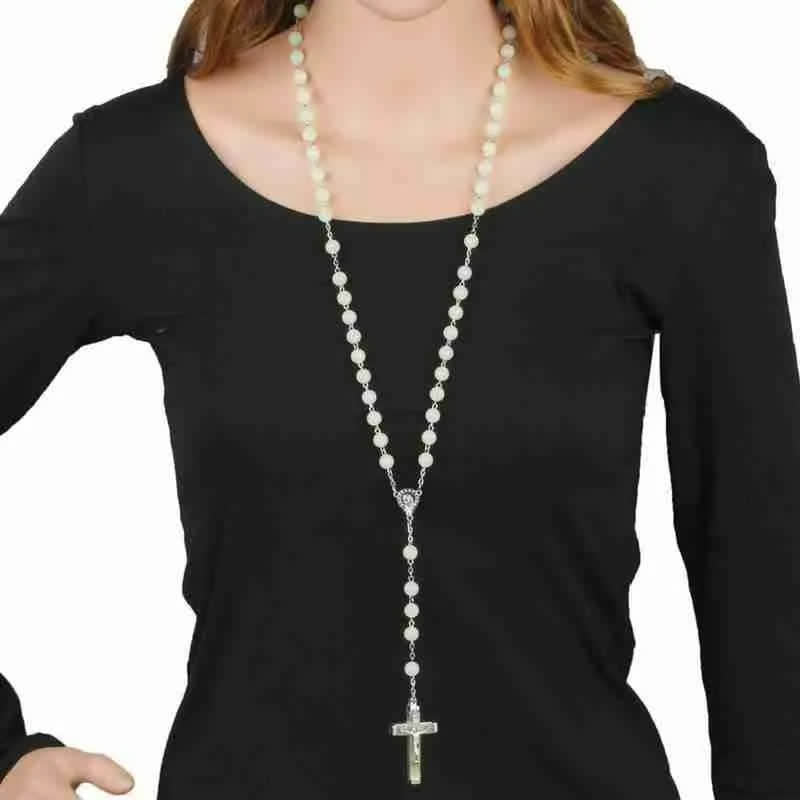 Olivenorma 8mm Luminous Beaded Cross Rosary Necklace - image 1