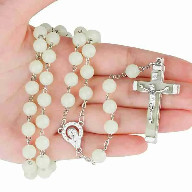 Olivenorma 8mm Luminous Beaded Cross Rosary Necklace - Necklace - image 0