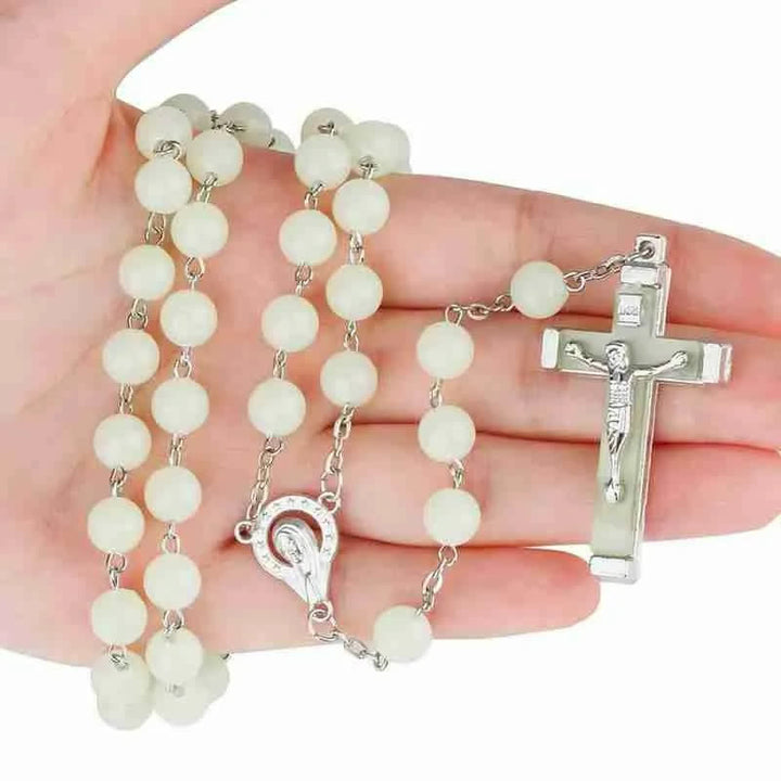Olivenorma 8mm Luminous Beaded Cross Rosary Necklace - Necklace - image 0