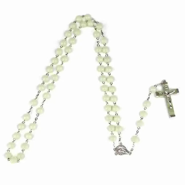 Olivenorma 8mm Luminous Beaded Cross Rosary Necklace - image 3