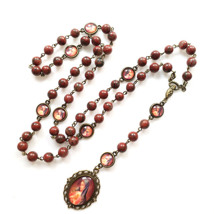 Olivenorma Mahogany Obsidian Beads Rosary Necklace - image 4