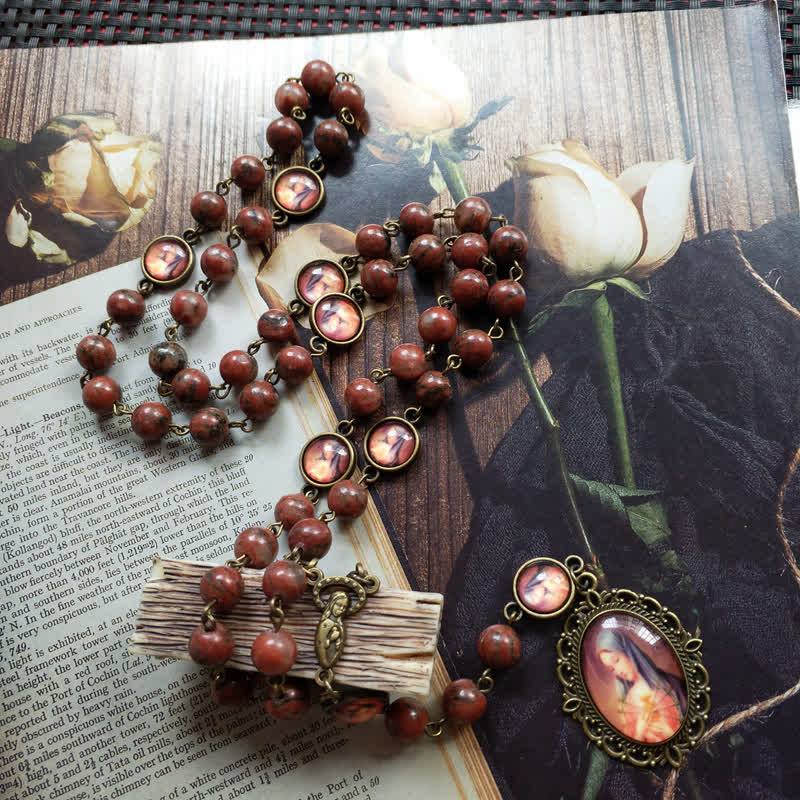 Olivenorma Mahogany Obsidian Beads Rosary Necklace - image 1