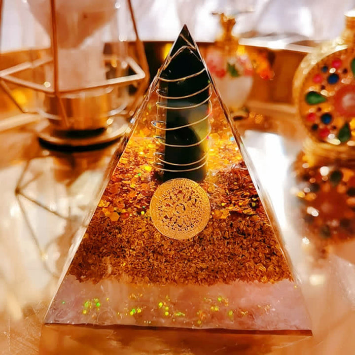 Olivenorma Obsidian Prism Clear Crystal Orgone Pyramid - 15cm*15cm - image 0