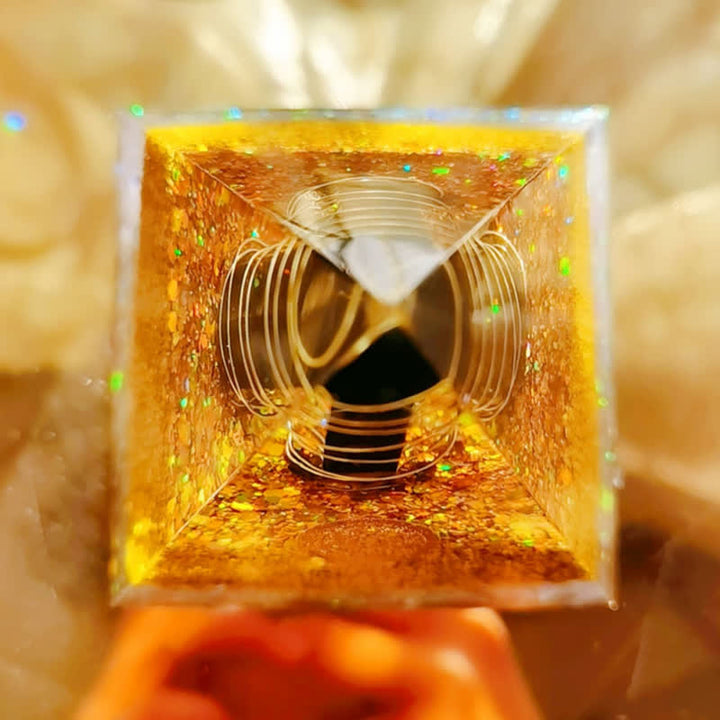 Olivenorma Obsidian Prism Clear Crystal Orgone Pyramid - image 3