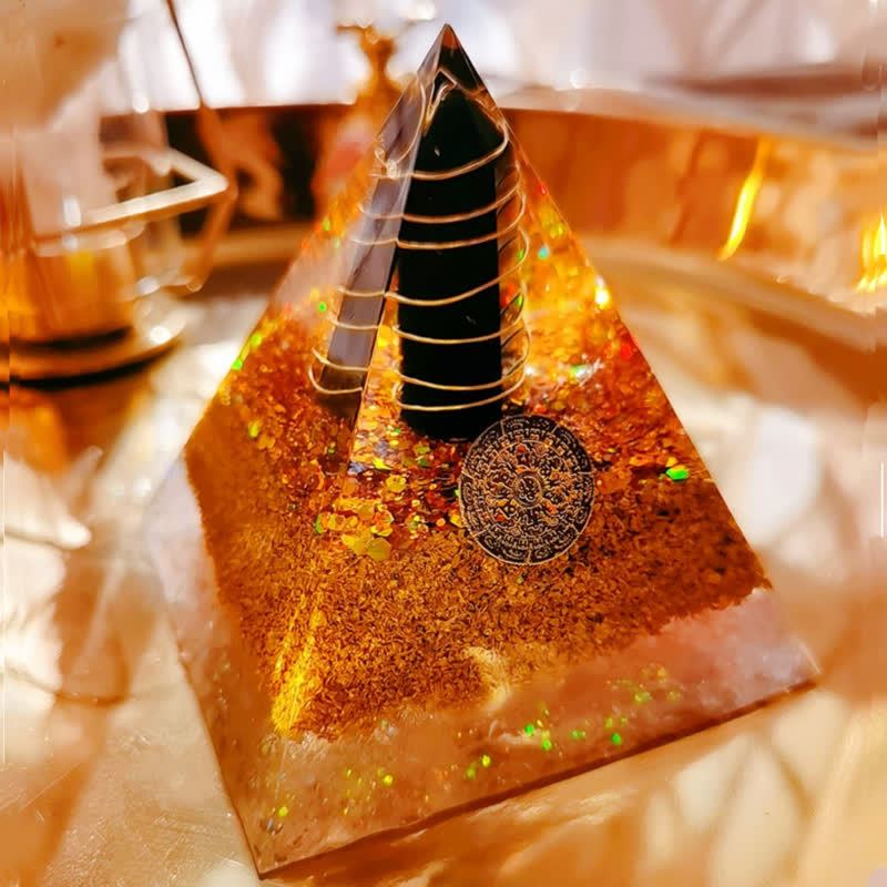 Olivenorma Obsidian Prism Clear Crystal Orgone Pyramid - image 2