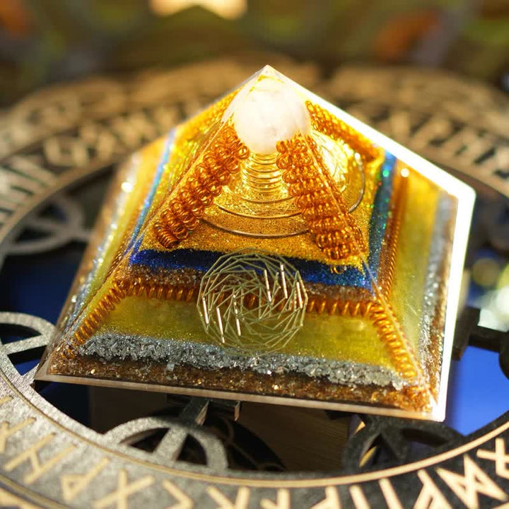 Olivenorma "Key to Wealth" Clear Crystal Citrine Orgone Pyramid - 16cm*16cm - image 2