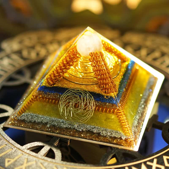 Olivenorma "Key to Wealth" Clear Crystal Citrine Orgone Pyramid - image 3