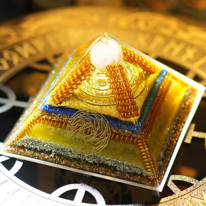 Olivenorma "Key to Wealth" Clear Crystal Citrine Orgone Pyramid - image 5