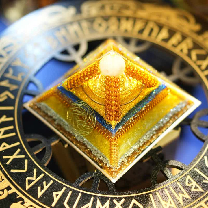 Olivenorma "Key to Wealth" Clear Crystal Citrine Orgone Pyramid - image 4