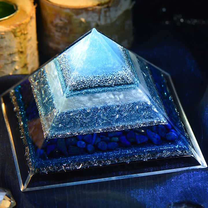 Olivenorma "Keep Peace" Lapis Lazuli Orgone Pyramid - 15cm*15cm - image 0