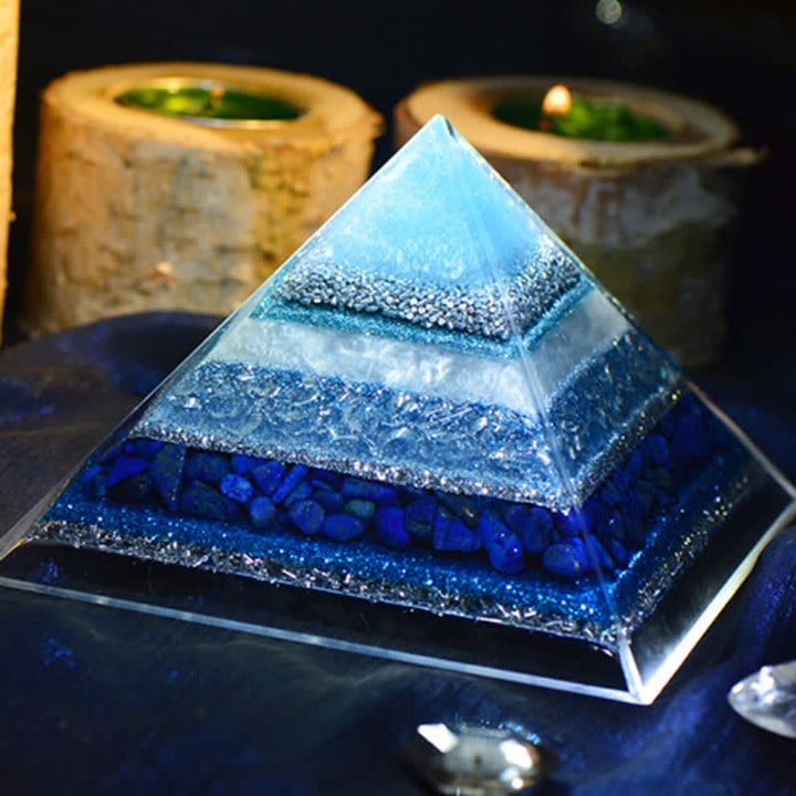 Olivenorma "Keep Peace" Lapis Lazuli Orgone Pyramid - image 3